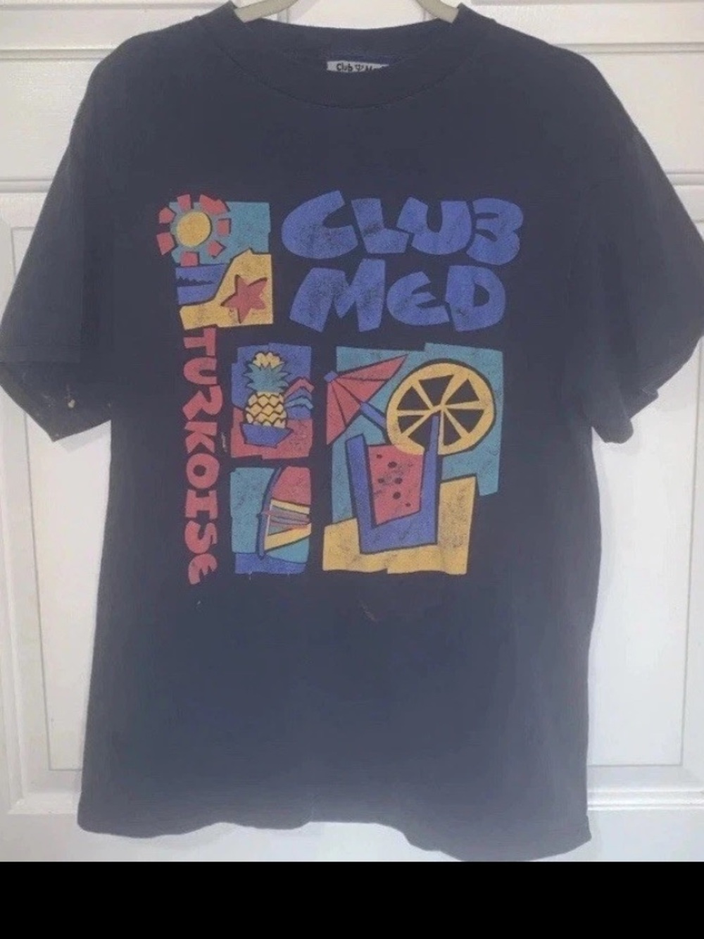 🧑🎄 Vintage 1997 Graphic T-shirt Club Med Turkoise Turks & Caicos Beach Print M